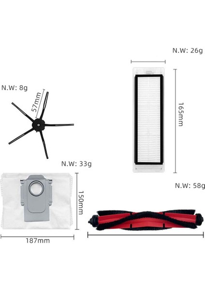 Ana Fırça Yan Fırça Hepa Filtre Toz Torbası Paspas Bezi Roborock Q5 Q5 + Robot Vakum Yedek Parçalar (Yurt Dışından) modelleri