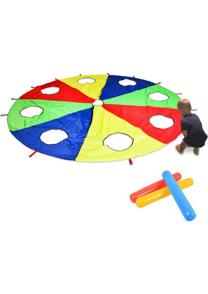Gökkuşağı Paraşüt Paraşüt 6 Ayak, Paraşüt Açık Hava Oyunu Oyna (W Fare) 3x Hava Çubukları ile Aktivite Oyuncak 2m (Yurt Dışından)