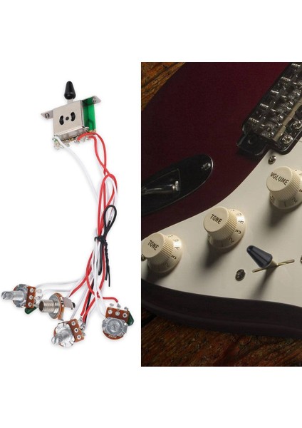 Strat Gitar Için Kablolu 1 Cilt 2 Ton Kontrolü 5 Yollu Anahtar 3-500K Pot (Yurt Dışından) fırsatları