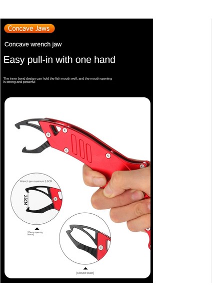 Balık Kontrol Maşası Balık Kontrol Cihazı Paslanmaz Çelik Balık Kontrol Balıkçılık Aracı Alüminyum Alaşımlı Balıkçılık Aracı, Kırmızı (Yurt Dışından)