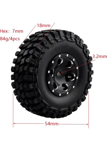 1/24 Simülasyon Model Araba Eksenel SCX24 Lastikli Metal Hub 55 Mm, 4 Adet (Yurt Dışından)