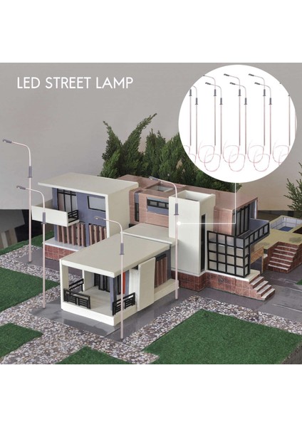 10 Adet Model LED Sokak Lambası Aydınlatma Tek Kafa Tren Düzeni Manzara 1: 100 (Yurt Dışından)