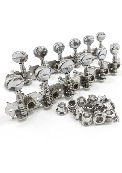 6l 6r Tuning Mandal Tuner Makine Kafaları Dize Tuning Pegs 12 Dize Akustik Gitar Aksesuar Parçası Gümüş (Yurt Dışından)