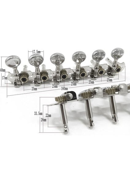 6l 6r Tuning Mandal Tuner Makine Kafaları Dize Tuning Pegs 12 Dize Akustik Gitar Aksesuar Parçası Gümüş (Yurt Dışından)