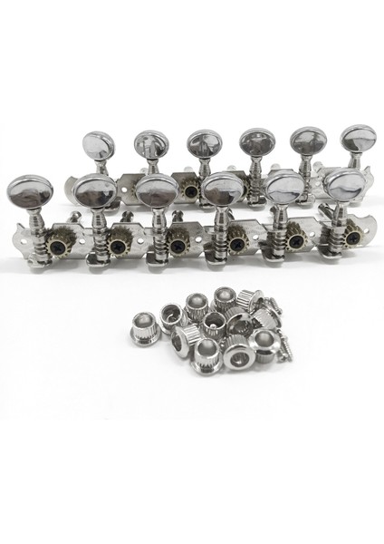 6l 6r Tuning Mandal Tuner Makine Kafaları Dize Tuning Pegs 12 Dize Akustik Gitar Aksesuar Parçası Gümüş (Yurt Dışından)