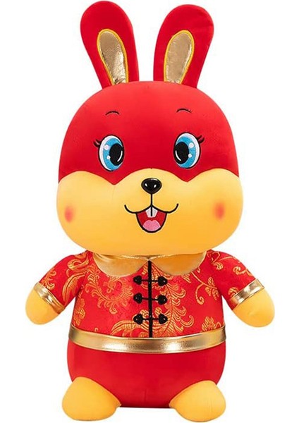 2023 Çin Yeni Yılı Maskot Tavşan Peluş Bebek Doldurulmuş Hayvanlar Tavşan Oyuncaklar Tang Takım Elbise Tavşan Çin Tarzı 12 Inç (Yurt Dışından)