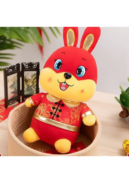 2023 Çin Yeni Yılı Maskot Tavşan Peluş Bebek Doldurulmuş Hayvanlar Tavşan Oyuncaklar Tang Takım Elbise Tavşan Çin Tarzı 12 Inç (Yurt Dışından) modelleri