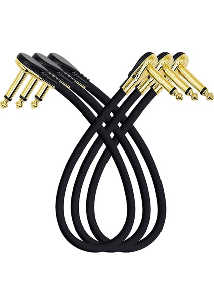 Gitar Yama Kablosu Efekt Pedalı Yama Kabloları 1/4 Inç Sağ Açı Düşük Profil Efekt Pedalları Için Gözleme Tasarımı 3 Paket (Yurt Dışından)