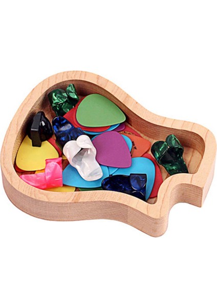 Gitar Ahşap Seçtikleri Kutusu Gitar Şekilli Gitar Seçim Depolama Mızrap Konteyner Gitar Standart Seçtikleri Ev (Yurt Dışından)