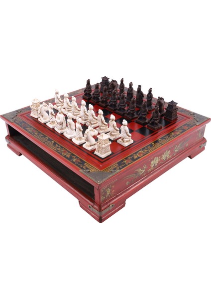 Ahşap Satranç Çin Retro Terracotta Savaşçıları Satranç Ahşap Eski Oyma Yapmak Reçine Satrançtaşı Noel Doğum Günü Premium Hediye (Yurt Dışından)