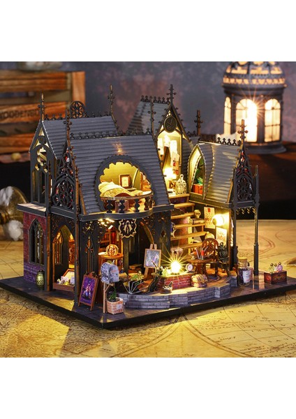 Dıy Ahşap Oda Kuytu Kiti, Kitaplık Dekoru Için 3D Ahşap Bulmaca Bookend, Yetişkinler Için Işık Dıy Model Kitleri ile (Yurt Dışından)