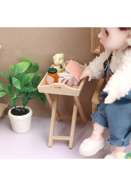 1/12 Dollhouse Minyatür Mini Ahşap Masa Simülasyon Sehpa Mobilya Bebek Için Seramik Karo Aksesuarları (Yurt Dışından)