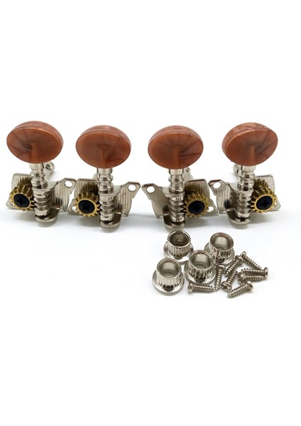 2R2L Metal Ukulele Kilitleme Dize Tuner Gitar Tuning Peg Makine Kafası Kahverengi Kafa Mandal ile Ukulele Gitar Parçası (Yurt Dışından)