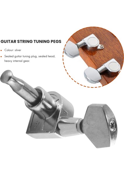 Gitar Mühürlü Küçük Peg Tuning Pegs Akustik Elektro Gitar Gitar Parçaları Için Akort Makine Kafaları (Gümüş 6r) (Yurt Dışından)