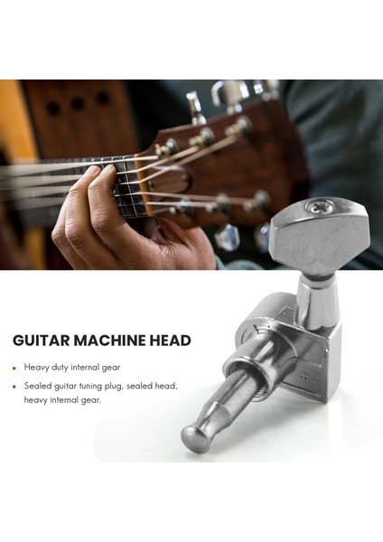 Gitar Mühürlü Küçük Peg Tuning Pegs Akustik Elektro Gitar Gitar Parçaları Için Akort Makine Kafaları (Gümüş 6r) (Yurt Dışından)
