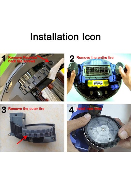 Irobot Roomba Tekerlekler Için 2 Adet Lastik 500 600 700 800 ve 900 Serisi Kaymaz, Mükemmel Yapışma ve Kolay Montaj (Yurt Dışından)