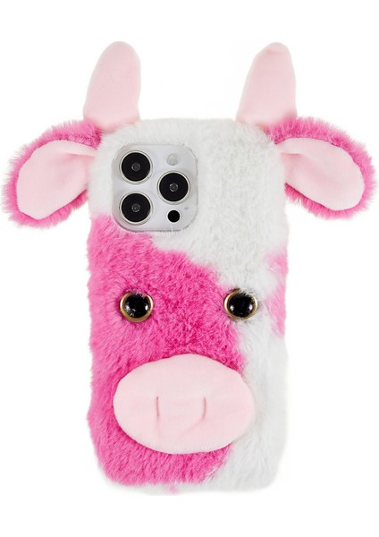 iPhone15 Pro Max Pax Peluş Telefon Kılıfı Süt Inek Kulağı Yumuşak Tpu Kış Sıcak Kapak Gül (Yurt Dışından)