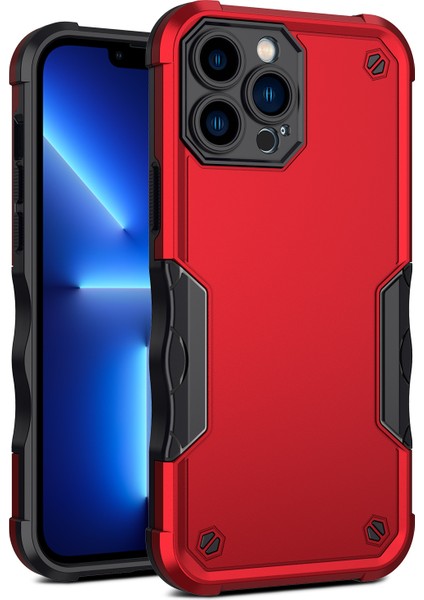 iPhone15 Pro Slip Olmayan Şeritler Için Cep Telefonu Kapağı Damla Koruma Pc+Tpu Geri Koruma Kırmızısı (Yurt Dışından)