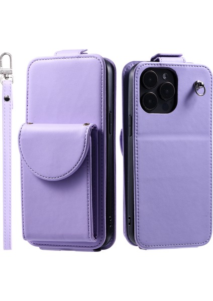 iPhone15 Pro Vasal Dikey Flip Telefon Kapağı Kart Torbası-Doğru Deri Deri Kabuğu ile Kart Torbası ile (Yurt Dışından)