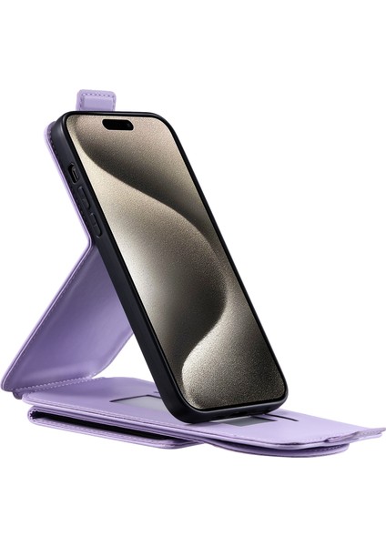 iPhone15 Pro Vasal Dikey Flip Telefon Kapağı Kart Torbası-Doğru Deri Deri Kabuğu ile Kart Torbası ile (Yurt Dışından) modelleri