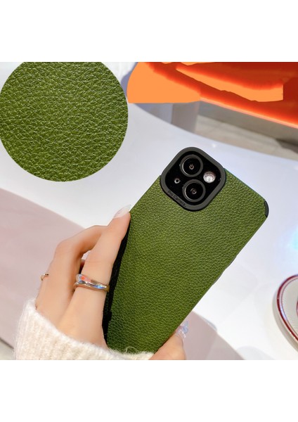 iPhone15 Plus Kasa Dokulu Pu Deri Kaplamalı Esnek Tpu Telefon Kapak Yeşil (Yurt Dışından) fırsatları