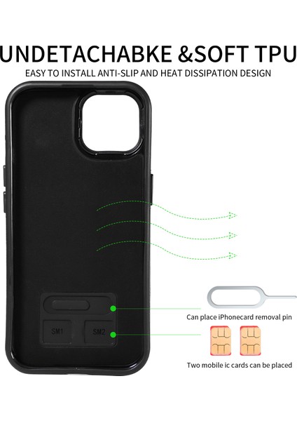 iPhone15 Kılıf Kartı Tutucu Bırak Damalı Pu Deri+Tpu Telefon Kapak-Kırmızı (Yurt Dışından)