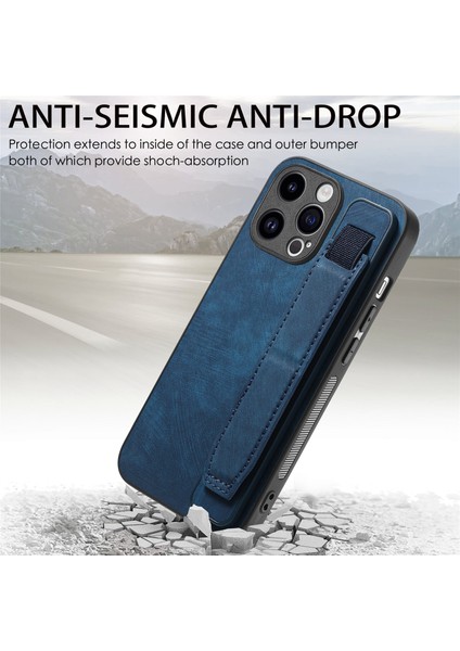 D11 Için iPhone15 Pro Deri+Tpu Telefon Kılıfı Bileklik Kickstand-Blue (Yurt Dışından) fırsatları