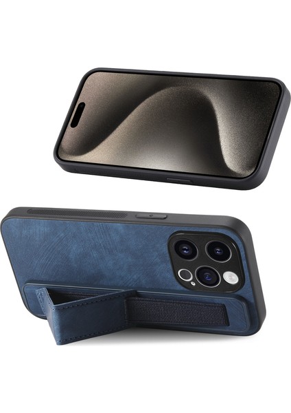 D11 Için iPhone15 Pro Deri+Tpu Telefon Kılıfı Bileklik Kickstand-Blue (Yurt Dışından) indirimleri