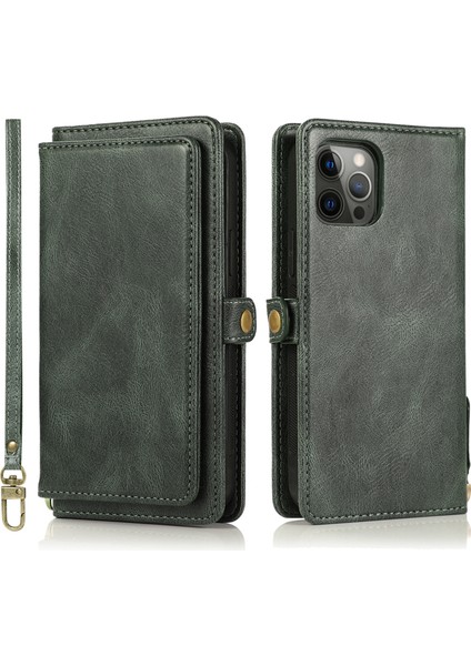 iPhone15 Pro Case Söndürülebilir 2'si Bir Arada Sömürgecilik Anti-Drop Anti Tele Kapağı Strap-Green (Yurt Dışından)