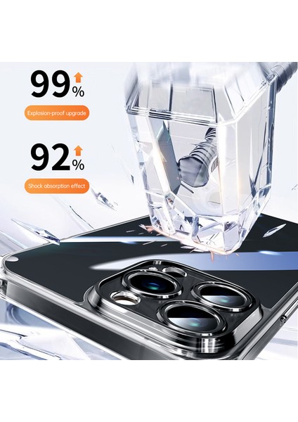 iPhone15 Pro Max Clear Case Tpu Çerçevesi +Temsillalı Cam Geri Telefon Kapak Terazik Mavi (Yurt Dışından)
