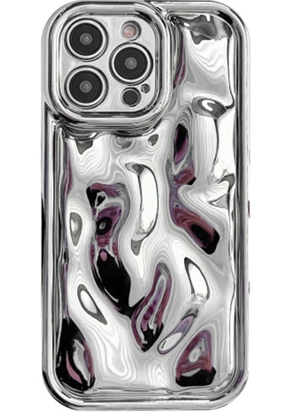 iPhone15 Pro Max Case Anti-Cratch Elektrokaplanmış Meteorit Dokusu Tpu Telefon Kapak Silver (Yurt Dışından)