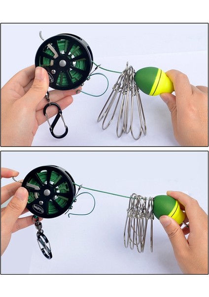 Balıkçılık Stringer Paslanmaz Çelik Balıkçılık Kilidi Toka Makara Canlı Balık Kilitleri Geri Çekilebilir Halat Şamandıra Karabina ile (Yurt Dışından) fırsatları