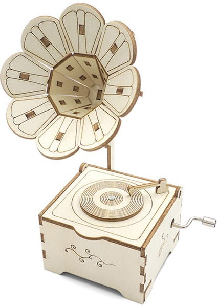 El Yapımı Fonograf Müzik Kutusu Malzemeleri Ahşap Dıy Süsler Retro Müzik Kutusu Yaratıcı Dıy Bilimsel Yaratıcılık Modeli (Yurt Dışından)