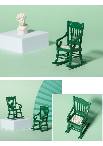 Minyatür Sallanan Sandalyeler 1:12 Dollhouse Mini Mobilya Ahşap Sandalye Modeli Dollhouse Aksesuarı (Yurt Dışından)