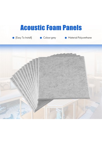 Kendinden Yapışkanlı Akustik Paneller 12 Paket, 12 x 12 x 0,4 Inç Ses Geçirmez Dolgu, Ev Için Ses Emici Panel, Gri (Yurt Dışından) indirimleri