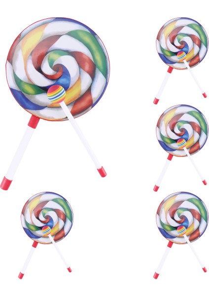 5 Paket 8 Inç Lolipop Davul Çekiç ile Gökkuşağı Renkli Müzik Ritim Aletleri Çocuklar Bebek Çocuk Oyun Oyuncak (Yurt Dışından)