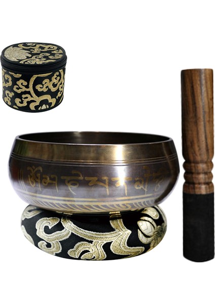 Meditasyon Şifası ve Farkındalık Için Nepal'de El Yapımı Yeni Çift Uçlu Vuruş Yastığı ile Tibet Şarkı Söyleyen Kase Seti (Yurt Dışından)