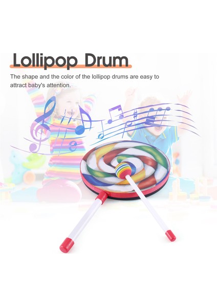 5 Paket 8 Inç Lolipop Davul Çekiç ile Gökkuşağı Renkli Müzik Ritim Aletleri Çocuklar Bebek Çocuk Oyun Oyuncak (Yurt Dışından)