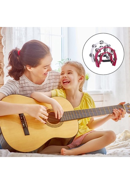 Yetişkin Için 2 Paket 10 Inç Çift Sıralı Tef, Yarım Ay Müzikal Tef 20 Metal Jingles El Düzenlenen Vurmalı Davul (Yurt Dışından)