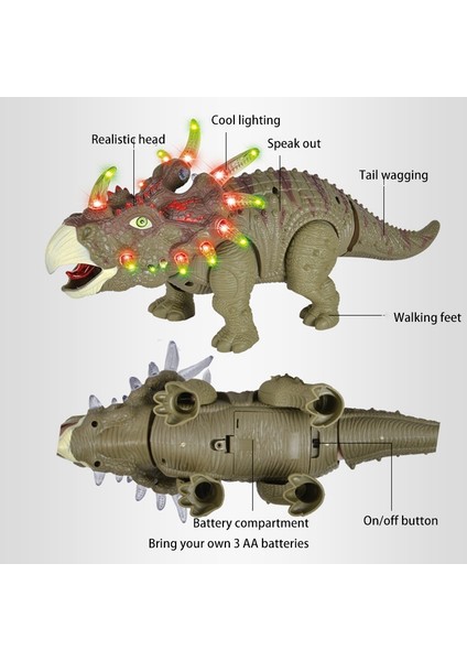 Yürüyen Dinozor Elektrikli Yürüyüş Dino Oyuncak LED Işık ve Okul Çocukları Için Kükreyen Ses Çocuk Çocuk Yürümeye Başlayan Çocuk (Yurt Dışından)