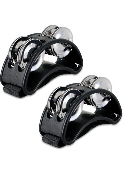 2pcs Ayak Tef Perküsyon, Çelik Jingle Bells ile Müzik Aleti Perküsyon Pedalı - Siyah (Yurt Dışından)