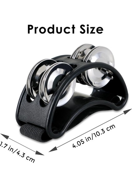 2pcs Ayak Tef Perküsyon, Çelik Jingle Bells ile Müzik Aleti Perküsyon Pedalı - Siyah (Yurt Dışından)