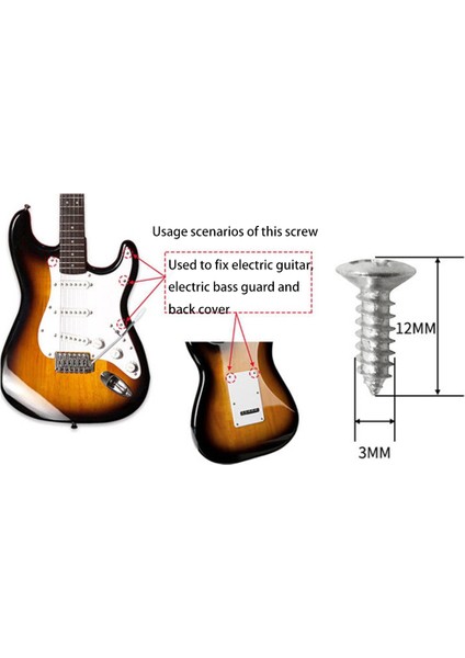 Strat ve Tele Için 100 Adet Gitar ve Bas Pickguard Vidaları, Gümüş (Yurt Dışından) indirimleri