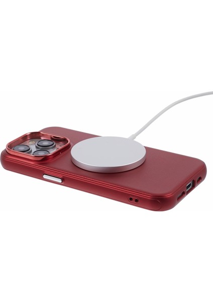 iPhone15 Pro Magnetic Telefon Kılıfı Deri Kaplamalı Pc+Tpu Çizilmeye Dayanıklı Arka Kapak Kırmızısı (Yurt Dışından) modelleri