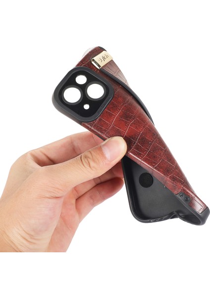 iPhone15 Plus Case Deri Kaplamalı Tpu Telefon Kapağı Bileklik Kickstand-White (Yurt Dışından)