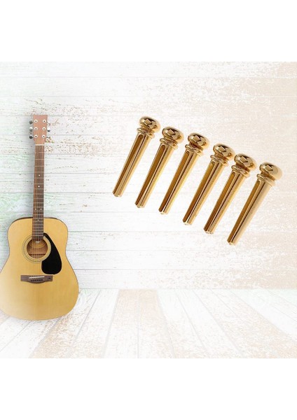 Gitar Köprü Pimleri 6 Adet Pirinç Endpin Akustik Gitar Için Gitar Köprüsü Pin Çektirme ile (Yurt Dışından)