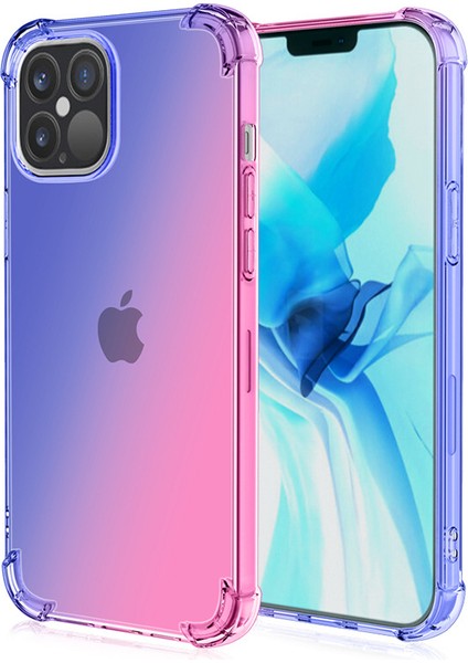 iPhone15 Pro-Gradyan Renk Koruyucu Telefon Kapağı Anti-Drop Yumuşak Tpu Telefon Kılıf Mavisi/pembe (Yurt Dışından)