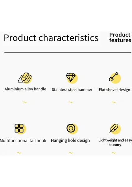 Çok Fonksiyonlu Çekiç Alüminyum Alaşımlı Kol Paslanmaz Çelik Çekiç Kamp Çadırı Gölgelik Çivi Çektirme Çekiç Çekiç (Yurt Dışından)