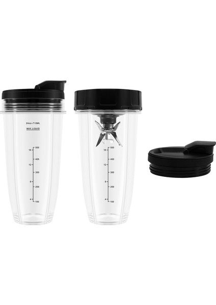 Ninja Için Blender Yedek Parçaları, 2 Adet 24 Oz Bardak, Hareketli Kapaklı, 7 Kanatlı Çıkarıcı Bıçağı, Nutri Ninja Auto Iq Için (Yurt Dışından)