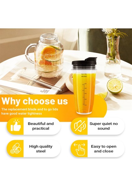 Ninja Için Blender Yedek Parçaları, 2 Adet 24 Oz Bardak, Hareketli Kapaklı, 7 Kanatlı Çıkarıcı Bıçağı, Nutri Ninja Auto Iq Için (Yurt Dışından) fırsatları